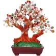 Copac pietre semitretioase mixt XXL, copacei feng shui decorativi cristale pentru abundenta si alungare stres, in ghiveci, multicolor 24-26 cm