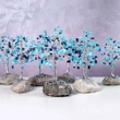 Copacei decorativi Lapis Lazuli si Turcoaze, pietre pentru echilibru si succes, suport piatra naturala 15 cm cristal albastru
