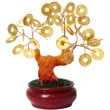 Copacul banilor feng shui, cu monede chinezesti pentru bogatie, auriu