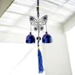 Clopotei metalici de vant cu fluture si ochi magic norocos, decoratiune cu simboluri de relatii armonioase, casa si gradina 26 cm