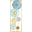 Tablou decorativ metalic cu oglindă și flori aurii și albastre