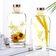 Difuzor betisoare aromaterapie Shangri la, sticla cu flori decor, exotic 175 ml, galben