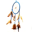 Dream catcher 1 cerc mare ornament protectie cosmaruri, cu margele si pene albe si maro, albastru