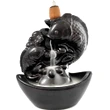 Fantana fum backflow crapi uniti in cifra 8, suport conuri fumigene si betisoare parfumate, ceramica negru