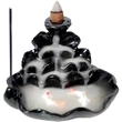 Fântână Pești, suport de aromaterapie cu 2 conuri backflow, ceramică 7.5 cm negru