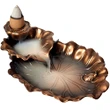 Fantana frunze de Lotus, suport conuri fumigene parfumate, metal bronz auriu