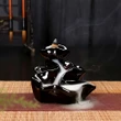 Fântână Valuri pentru conuri parfumate, suport aromaterapie conuri backflow, ceramică 9 cm negru