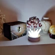 Copacel Granat cu lumina, pietre semipretioase  pentru atingerea scopurilor, obeliscuri cristal pe soclu lemn si cablu usb, negru rosu