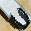 Set bratara Hematit cu felicitare personalizata, piatra protectie 6 mm, femei barbati elastica negru