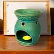 Lampa aromaterapie Floare 6 petale, difuzor ceramica verde
