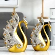 Lebede aurii, decorațiune feng shui pentru dragoste, cuplul elegant, 28 cm