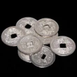 Monede chinezesti argintiu cu dragon si ideograme de castig, amuleta bani 40 mm 