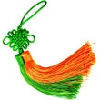 Nod mistic verde orange, amuleta feng shui pentru bani, canaf ciucuri textil