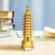 Pagoda celor 9 elemente, turnul educatiei si noroc scolar, obiect feng shui 14 cm, metal auriu