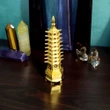 Pagoda celor 9 elemente, turnul educatiei si noroc scolar, obiect feng shui 14 cm, metal auriu