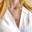Pandantiv Amestist, piatra iubirii și a creativității, set lanțșor inoxidabil cu cristal natural în formă de inimă mov 2 cm