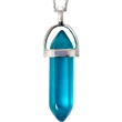 Pandantiv cuarț albastru, piatra exprimării clare, cristal natural hexagonal dublu vârf  34 mm