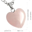 Pandantiv Cuartz Roz, piatra iubirii pure, set cristal natural inimă 2 cm cu lantisor inoxidabil