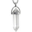 Pandantiv cuarț Cristal de stâncă, piatra vindecătoare, cristal natural hexagonal 34 mm dublu