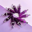 Pandantiv Jad violet, piatra fidelitatii in set cu lantisor otel inoxidabil, cristal natural hexagonal 34 mm dublu varf 