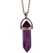 Pandantiv Jad violet, piatra fidelitatii in set cu lantisor otel inoxidabil, cristal natural hexagonal 34 mm dublu varf 
