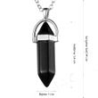 Pandantiv Onix, piatra încrederii în set cu lănțisor oțel inoxidabil, cristal natural hexagonal 34 mm dublu vârf negru