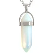 Pandantiv Opal, piatra atracției în set cu lănțisor oțel inoxidabil, cristal natural hexagonal 34 mm dublu vârf transparent 