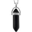 Pandantiv Onix, piatra încrederii în set cu lănțisor oțel inoxidabil, cristal natural hexagonal 34 mm dublu vârf negru