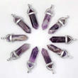 Pandantiv Ametist, piatra spiritualității, cristal natural hexagonal 34 mm dublu vârf violet