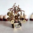Copacei decorativi Pomul Abundentei cu monede chinezesti, copacul norocos Feng Shui pentru bani, metal, 15 cm auriu