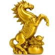 Cal in doua picioare cu sac de bani, statueta feng shui 2026 pentru reusite si bogăție, auriu