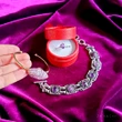 Bratara cuart mov, cristal oval, metal auriu
