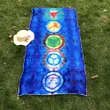 Prosop cu simbolul chakrelor, atingere delicata din microfibra, pentru plaja sau yoga pilates, 150 cm albastru