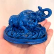 Rinocer si elefant, obiect feng shui de protectie de tradari, jafuri si accidente, statueta albastru 10 cm