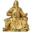 Statuetă înțelept Kuan Kung, obiect feng shui pentru câștiguri în afaceri și bogăție, rășină aurie 12 cm