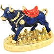Statueta Bivol cu pepite aurii, obiect feng shui pentru noroc si avere, metal albastru
