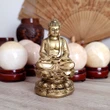 Buddha medicinei, obiect feng shui protectie de boli fizice si emotionale, statueta auriu 10 cm
