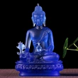 Buddha medicinei Albastru, statueta cristal tibetan Liuli k9, simbol de fericire, 130 mm