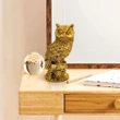 Bufnița feng shui, pentru cunoaștere și înțelepciune, rășină aurie 10 cm
