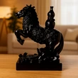 Cal negru cu vasul bogăției, statueta feng shui pentru succes la bani, negru, 9,5cm