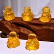Set statuete Buddha FuLuShouXiCai, 5 binecuvantari ale familiei pentru prosperitate in casa, cristal Citrin galben cutie cadou cu satin