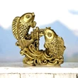 Statueta Doi Pesti Poarta Dragon, pentru noroc la bani, 7 cm auriu