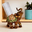 Elefant cu trompa in sus, statueta pentru bogăție, 2 modele auriu și maro 13 cm