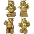 4 Bufnițe înțelepte pentru succes profesional și studiu, obiect decor pentru birou sau living, rășină aurie 5.5 cm