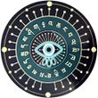 Sticker Ochi Norocos, autocolant feng shui 2022 pentru protectie de invidii si gelozie, diametru 11 cm verde cu negru