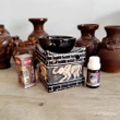 Lampa aromaterapie zid cu elefant trompa in sus, suport incalzitor de ulei si lumanari, gama HEM profesionala, vas ceramica, 8,3 cm negru