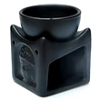 Lampa aromaterapie Budhha, suport de lumanari si ulei sau ceara, difuzor ceramica negru 8 cm