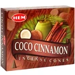 Conuri parfumate Cocos si Scortisoara, HEM, Precious Coconut Cinamon pentru relaxare, suport metalic inclus 10 conuri aromaterapie