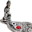 Suport betisoare parfumate Buddha, din metal, 20 cm argintiu