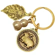 Breloc zodia Iepure cu WuLou, amuletă feng shui pentru sănătate și ambiție, metal solid auriu 6 cm